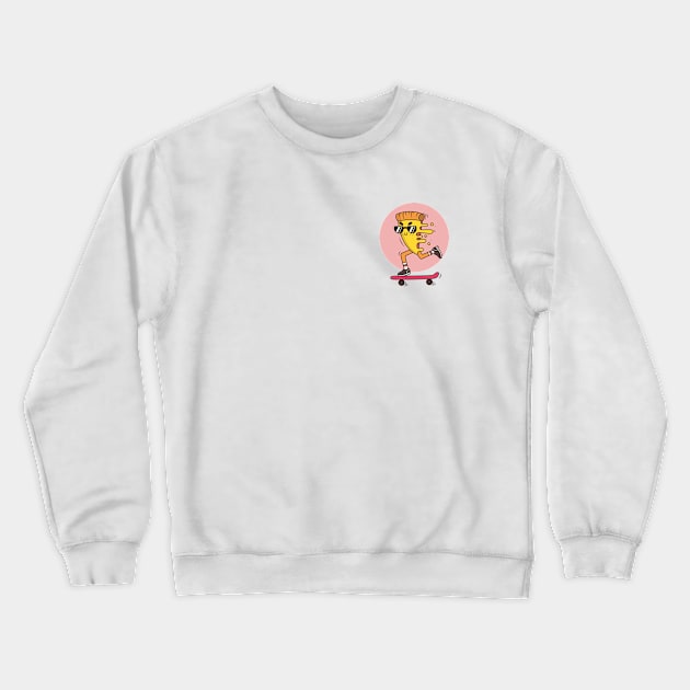 Skating Pizza Crewneck Sweatshirt by bratcave.studio